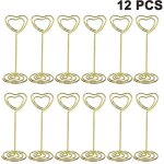 Lot de 12 porte - noms hauts avec pinces � photos en forme de c?ur