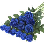 Lot de 12 roses artificielles rouges en soie, ralistes pour mariage, dcoration maison, longue tige ...