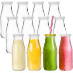 Lot de 12 smoothie bouteille bouteilles en verre jus bouteilles de lait liqueur avec 12 pailles r�utilisables ...