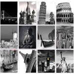 Lot de 12 tableaux city