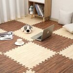 Lot de 16 tapis en mousse eva, grain de bois, puzzle antid�rapant pour b�b�, 30x30x1 cm