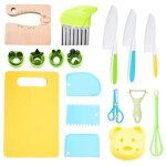 Lot de 17 couteaux et ustensiles de cuisine pour enfants, couteau scurit de cuisine enfant avec d'emporte ...