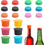 Lot de 18 bouchons de bouteille multicolores en silicone r�utilisables - 100 % sans bpa - pour bi�re, ...