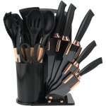 Lot de 19 couteaux de cuisine en silicone avec 12 ustensiles de cuisine, 5 couteaux, planche � d�couper ...