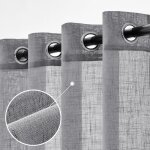 Lot de 2 132x241 cm gris clair rideaux en lin translucides voilage � oeillets rideaux et draperies int�rieurs ...