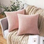 Lot de 2 45x45cm rose decorative housse de coussin en velours c�tel� canap� taie d'oreiller douce pour ...