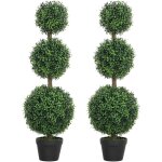 Lot de 2 arbres artificiels - homcom - 3 boules de buis topiaires avec pot - int�rieur et ext�rieur - ...