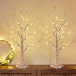 Lot de 2 arbre lumineux led, 60cm / 2ft lumi�res de bouleau avec 24 leds lumi�res d'arbre de no�l, usb ...