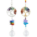 Lot de 2 attrape - soleil en cristal avec arbre de vie, perles m�talliques color�es, pendentif en cristal ...