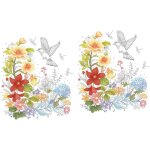 Lot de 2 autocollants floraux pvc imperm�ables, amovibles, pour si�ge wc / surfaces lisses