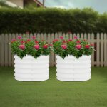 Lot de 2 bacs de jardin sur�lev�s rond, lit de jardin sur�lev�, kit de potager sur�lev� pour ext�rieur, ...