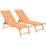 Lot de 2 bains de soleil acier textil�ne inclinable 4 positions tropea orange. 165 x 54. 5 x 82. 5 cm ...