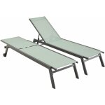 Lot de 2 bains de soleil elsa en aluminium et textilne . transats multi positions avec roulettes anthracite ...