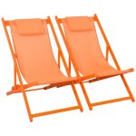 Lot de 2 bains de soleil - gaia orange - transat en aluminium gris anthracite et textilene orange avec ...