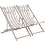 Lot de 2 bains de soleil - gaia rayures marron - transat en aluminium gris anthracite et textilene rayures ...