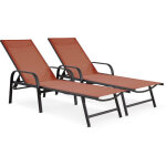 Lot de 2 bains de soleil en m�tal avec accoudoirs  farniente  - terracotta