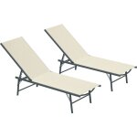 Lot de 2 bains de soleil - outsunny - pliantes - inclinables - en textil�ne - de plage relax camping ...