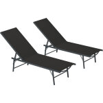 Lot de 2 bains de soleil - outsunny - pliantes - inclinables - en textil�ne - de plage relax camping ...