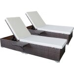 Lot de 2 bains de soleil en rsine tresse avec coussins  alice  - beige