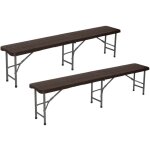 Orion91 - lot 2 bancs pliants traiteur effet bois 180x30x43cm o91