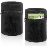 Lot de 2 bandeaux anti - transpiration, bracelet de sport, pochette de poignet avec poche zipp�e pratique, ...