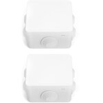 Lot de 2 boite de derivation, ip65 en plastique abs, etanche exterieur, blanc, 85 x 85 x 50 mm
