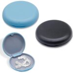 Lot de 2 bo�tes goutti�res dentaires ? rangement proth�ses / aligneurs (noir & bleu)