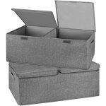 Lot de 2 bo�tes de rangement avec couvercles et poign�es, organiseurs pliables pour linge, conteneurs ...