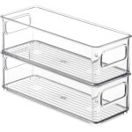 [lot de 2] bo�tes de rangement frigo transparentes avec poign�es, organisateur cuisine empilable, bac ...