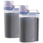 Lot de 2 bo�tes � riz herm�tiques avec bec verseur, distributeur alimentaire avec verre doseur, rangement ...