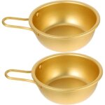 Lot de 2 bols cor�ens en aluminium jaune avec poign�e, adapt�s au riz, au vin, aux soupes ramen, pour ...
