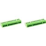 Lot de 2 borniers de terre 12 modules - vert - zenitech