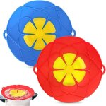 Lot de 2 bouchons anti - déversement en silicone pour poêles et casseroles bleu et rouge - sollbry Lot de 2 bouchons anti - déversement en silicone pour poêles et casseroles bleu et rouge - sollbry