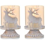 Lot de 2 bougeoirs chandelier en blanc mtal supports pour bougies piliers(cerf), bougeoirs en dtresse ...