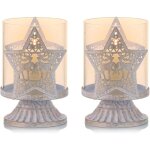 Lot de 2 bougeoirs chandelier en blanc mtal supports pour bougies piliers(toile), bougeoirs en dtresse ...