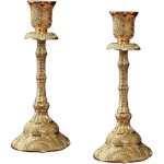 Lot de 2 bougeoirs en laiton pour table de th�, h�tel, salle de yoga noir