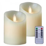 Lot de 2 bougies  led 10 cm en cire avec tlcommande, flamme vacillante - vivezen