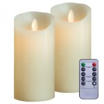 Lot de 2 bougies � led 15 cm en cire avec t�l�commande, flamme vacillante vivezen