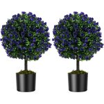 Lot de 2 boules de roses artificielles de 55 cm avec pot en ciment, rosiers artificiels violets, arbustes ... Lot de 2 boules de roses artificielles de 55 cm avec pot en ciment, rosiers artificiels violets, arbustes ...