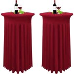 Lot de 2 bourgogne housse pour table haute, nappe mange debout 80 x 110 cm, vin rouge nappe jupe pliss�e ...