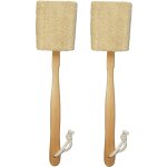 Lot de 2 brosses de bain exfoliantes naturelles en luffa luffa sur bâtonnet - avec long manche en bois ... Lot de 2 brosses de bain exfoliantes naturelles en luffa luffa sur bâtonnet - avec long manche en bois ...