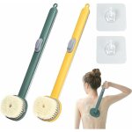 Lot de 2 brosses de bain � long manche avec distributeur de savon et brosse dorsale amovible