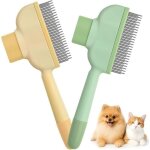 Lot de 2 brosse chat auto - nettoyante, brosse pour chat et chien, peigne doux pour poils longs et courts, ...