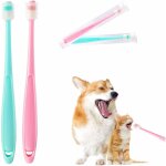 Lot de 2 brosses � dents pour petit chien et chat, 360 degr�s en silicone souple pour animal domestique, ...