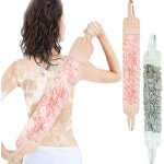 Lot de 2 brosses exfoliantes pour le dos pour douche double face avec poigne, applicateur de lotion ...