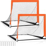 Lot de 2 but de foot pour enfant, cage de foot pliable pour les pelouses de jardin extrieures, 120x90x90cm ...