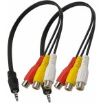 Lot de 2 cbles adaptateur 3, 5 mm mle vers 3 rca femelle 25 cm vers prise rca jack stro av audio ...