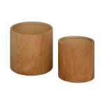 Lot de 2 cache - pots effet bois 'soa' 14cm naturel Lot de 2 cache - pots effet bois 'soa' 14cm naturel
