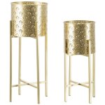 Lot de 2 cache pots mf398, mtal, or, 21x21x52 cm