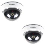 Lot de 2 cam�ras d�me professionnelles avec clignotant, cam�ra factice avec objectif et clignotant, blanche ...